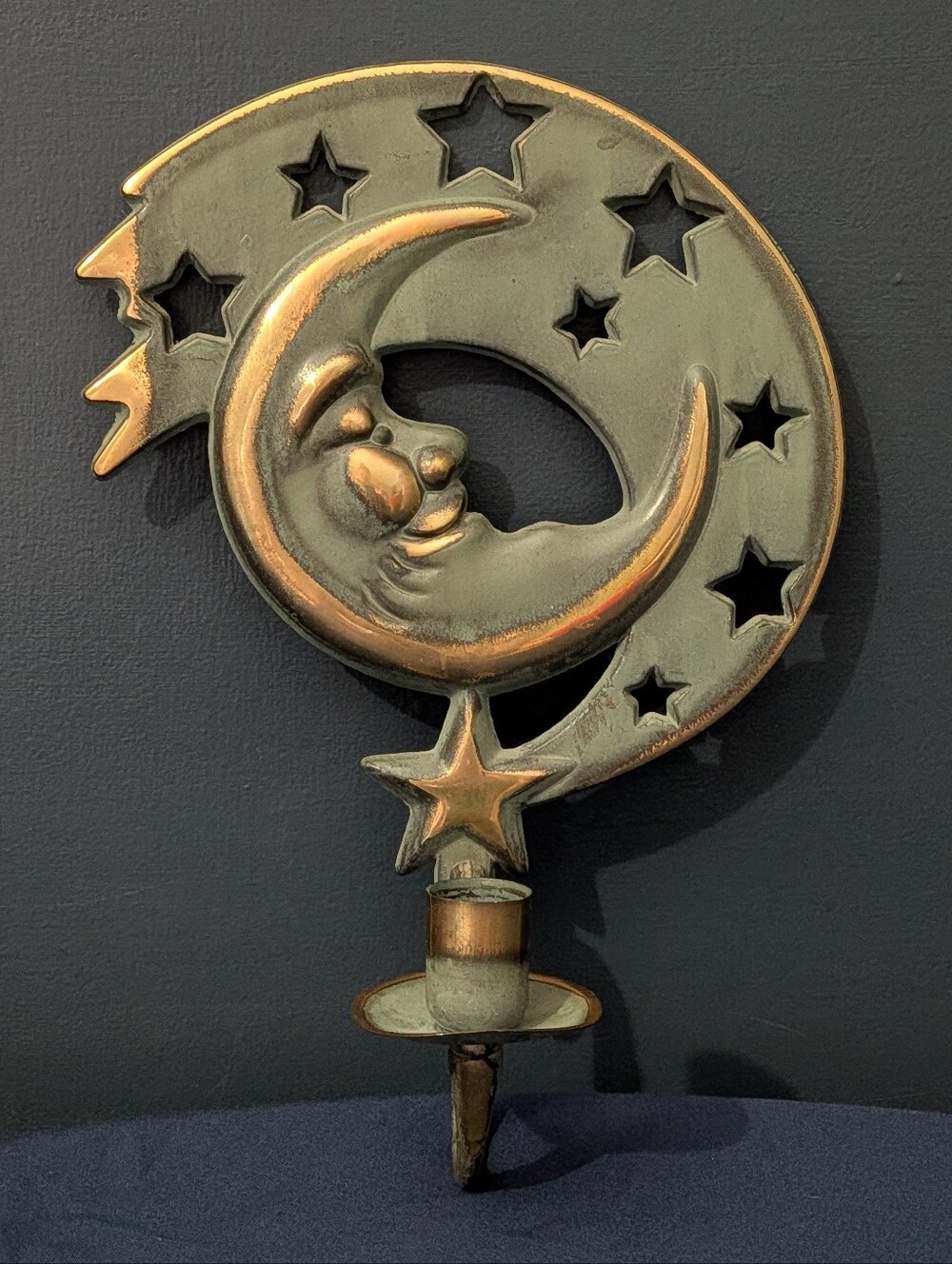 PartyLite Vintage 1994 Celestial Moon Stars Wall Sconce Candle Holder